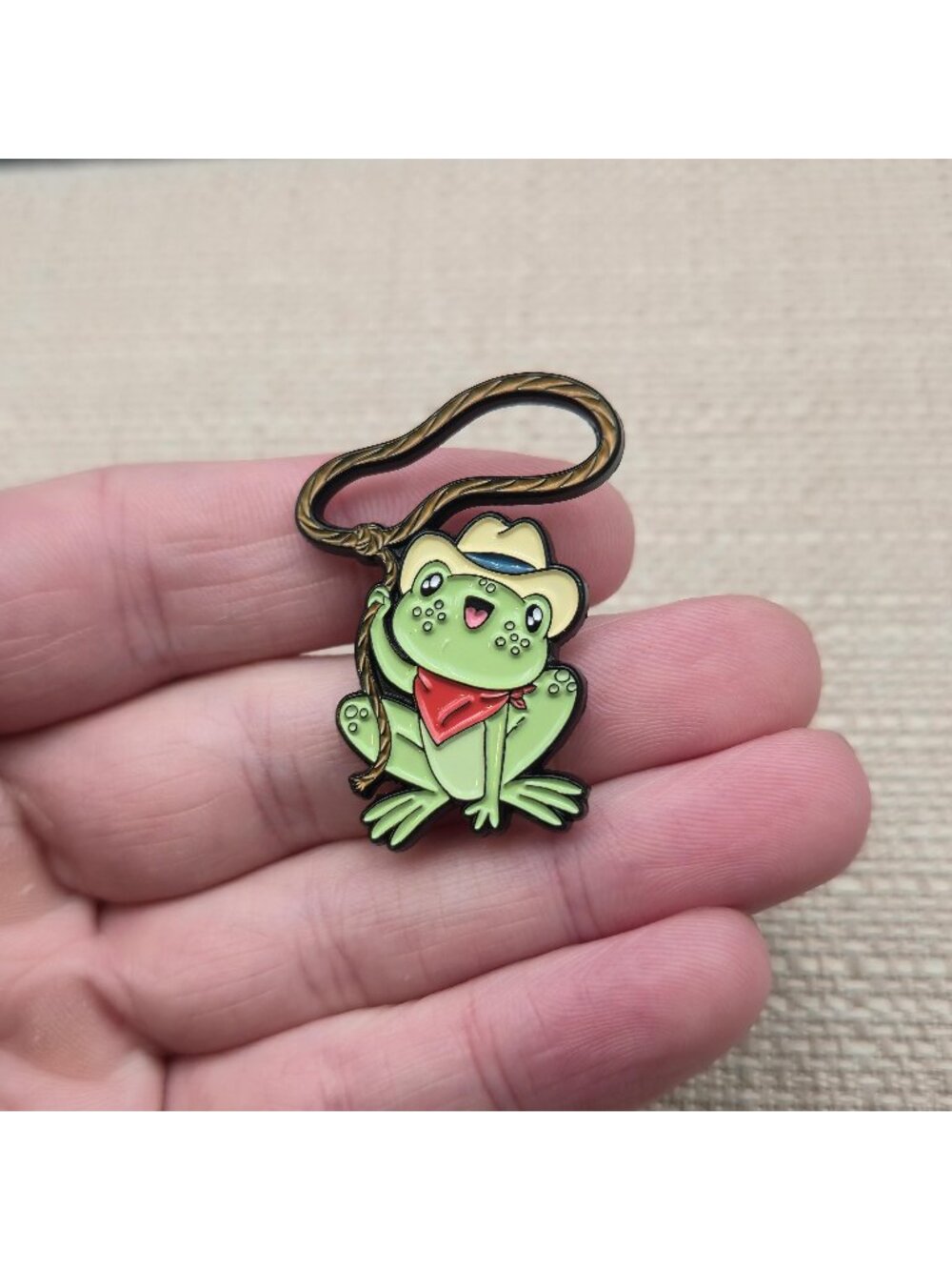 Cowboy Frog Enamel Pin Cute Western Lasso Animal Badge A8846
